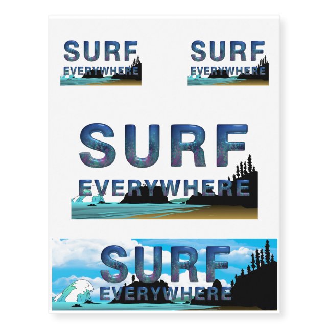 TOP Surf Everywhere Temporary Tattoos (Front)