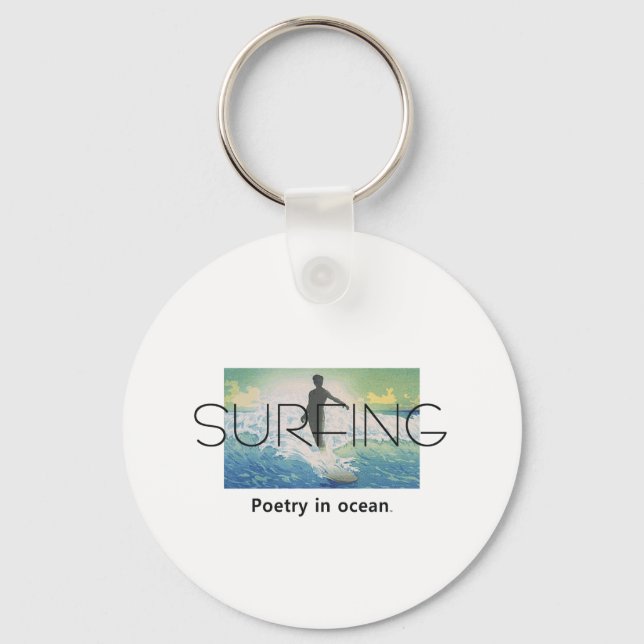 TOP Surfing Poetry in Ocean Keychain (Front)