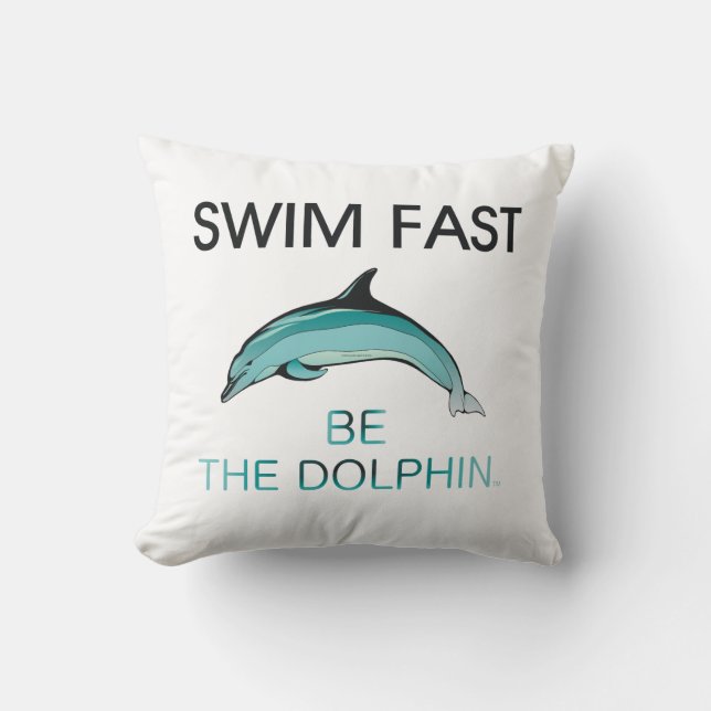 TOP Swim Dolphin Fast Throw Pillow (Front)