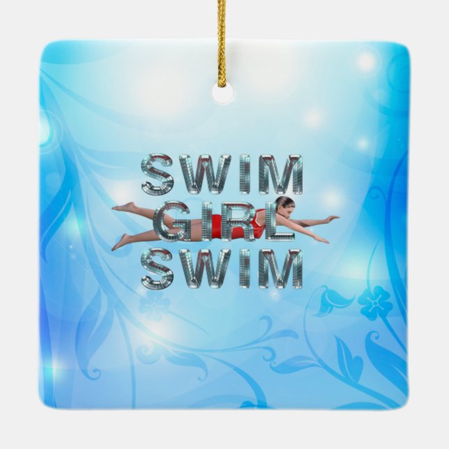 TOP Swim Girl Swim Ceramic Ornament (Back)