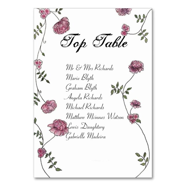 Top Table no numbers Number (Front)