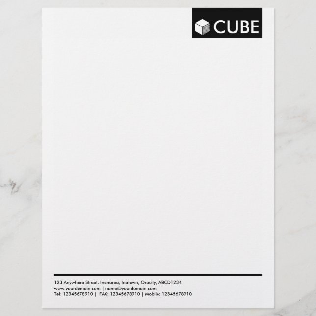Top Tag - Black Letterhead (Front)