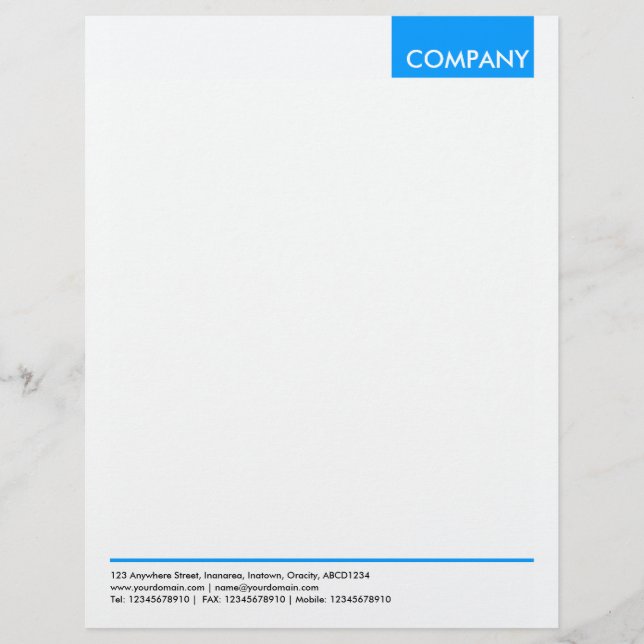 Top Tag - Blue 0099FF Letterhead (Front)