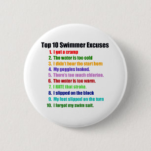 Top Ten Swimmers Excuses Button