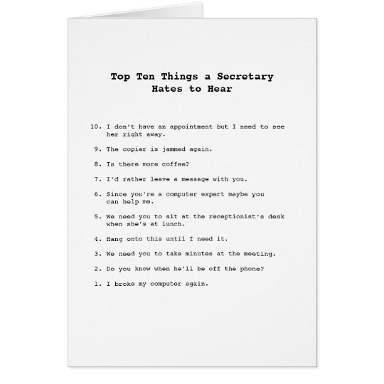 Top Ten Things card