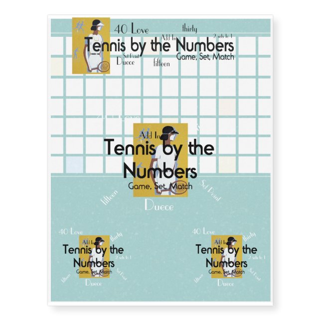 TOP Tennis Numbers Temporary Tattoos (Front)
