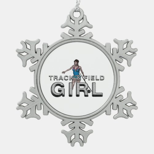 TOP Track and Field Girl Snowflake Pewter Christmas Ornament