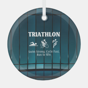 TOP Triathlon Glass Ornament