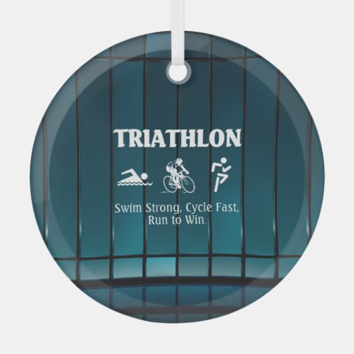 TOP Triathlon Glass Ornament