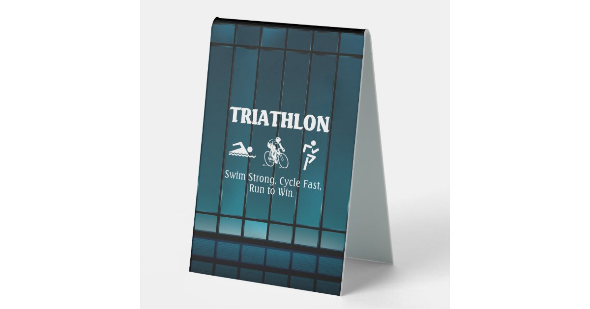 TOP Triathlon Table Tent Sign | Zazzle