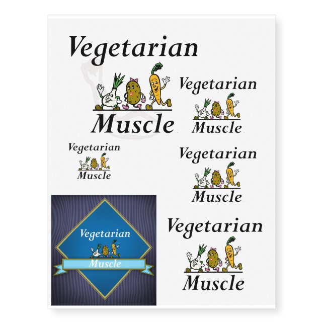 TOP Vegetarian Muscle Temporary Tattoos (Front)