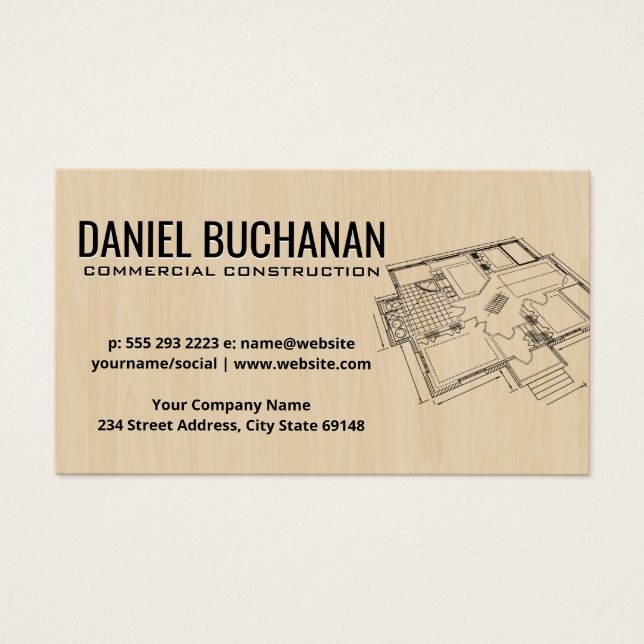 Top View Blueprint | Wood Background (Front)