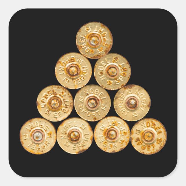 Top view of the hunt cartridges square sticker (Front)