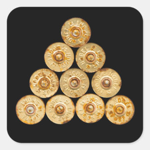 Top view of the hunt cartridges square sticker