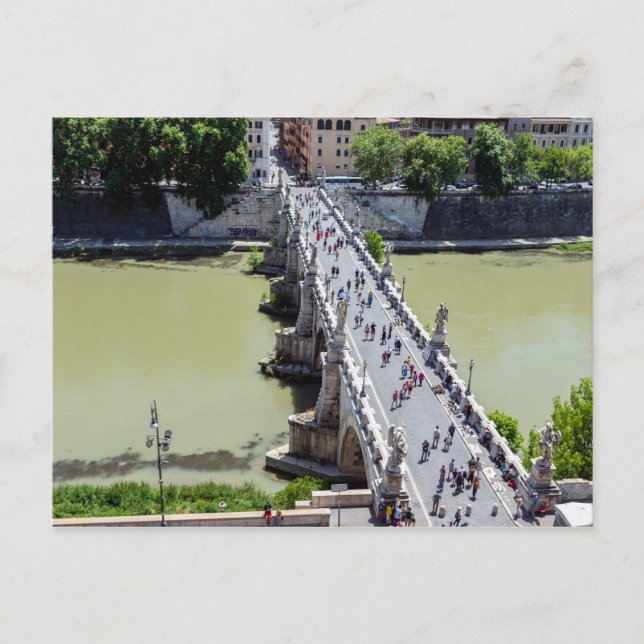 Top view of the Sant'Angelo bridge in Rome, Italy Postcard (Front)