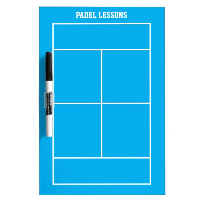 Top view padel court lines dry erase lesson board (Front)