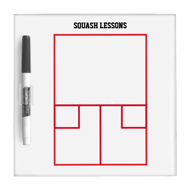 Top view squash court lines dry erase board (Front)