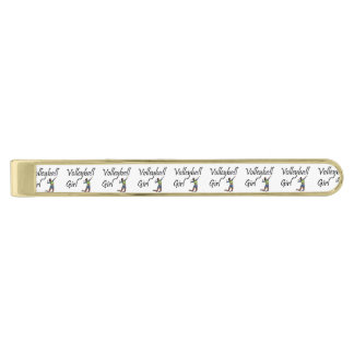 TOP Volleyball Girl Gold Finish Tie Bar