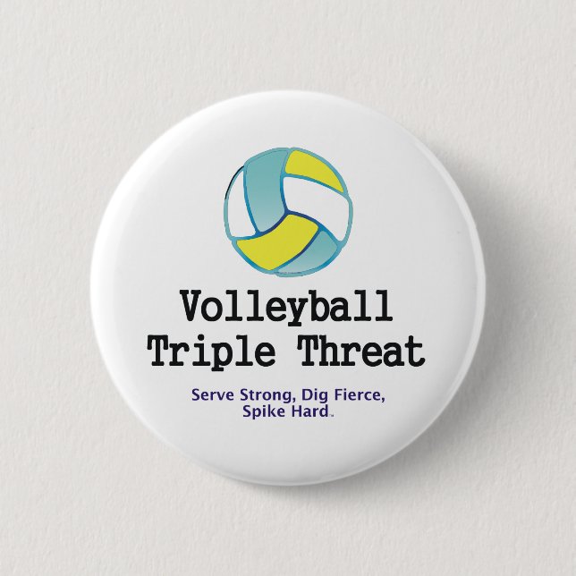 TOP Volleyball Triple Threat Pinback Button (Front)