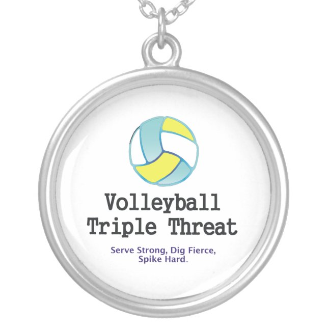TOP Volleyball Triple Threat Silver Plated Necklace (Front)