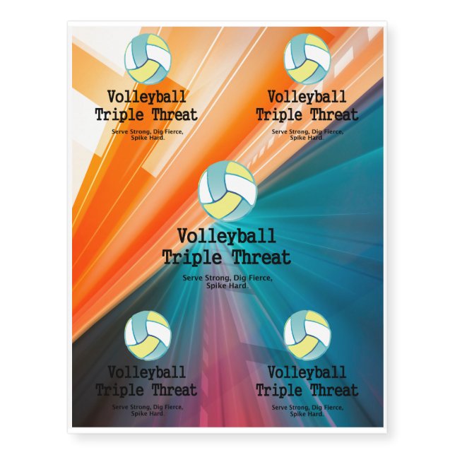 TOP Volleyball Triple Threat Temporary Tattoos (Front)