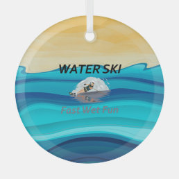 TOP Water Ski Glass Ornament