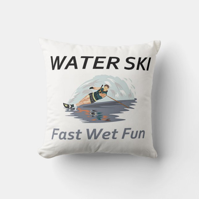 TOP Water Ski Throw Pillow (Front)