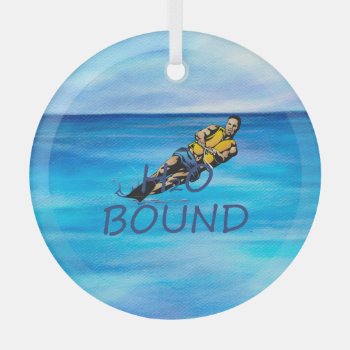 Top Water Skiing Glass Ornament by teepossible at Zazzle
