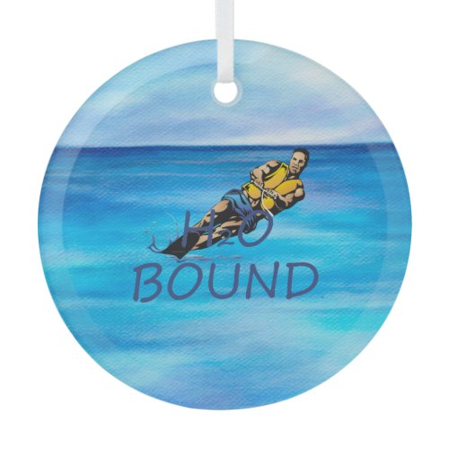 TOP Water Skiing Glass Ornament