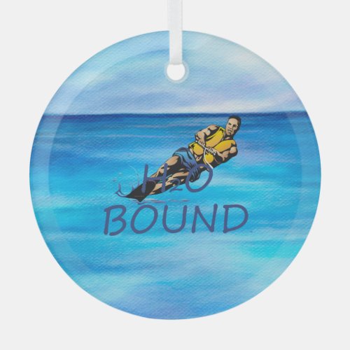 TOP Water Skiing Glass Ornament