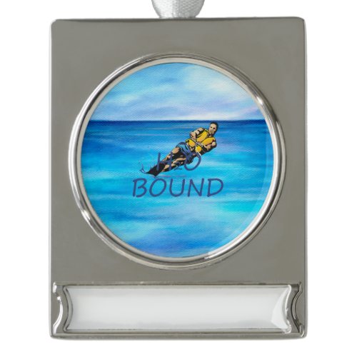 TOP Water Skiing Silver Plated Banner Ornament