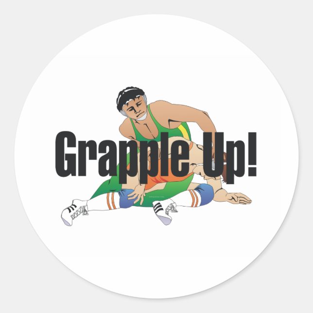 TOP Wrestling Grapple Up Classic Round Sticker (Front)