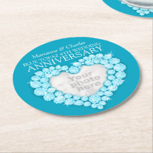 Topaz 4th wedding anniversary heart photo coasters