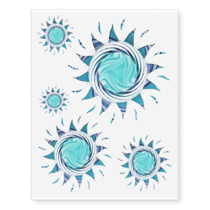 Topaz Aqua Sun Temporary Tattoos