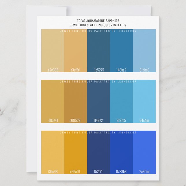 Topaz Aquamarine Sapphire Jewel Tone Wedding Color (Front)