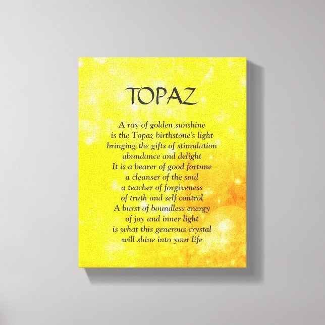 Topaz birthstone - November poem art canvas Print (Front)