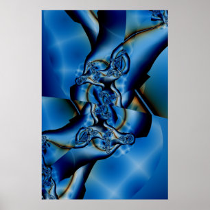 Topaz Blue and White Fractal Art Poster