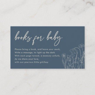 Topaz Blue Wildflower Line Art Books for Baby Enclosure Card