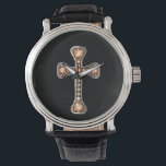 "Topaz" Christian Cross in Silver Watch<br><div class="desc">Stunning "gems" set in a channel setting dress up this fine watch! These Are NOT Real GEMS! Please note: All of Zazzle's products are artwork printed onto various items. None of my products contain "real" extraneous items, i.e., there are no real diamonds or crystals, no texture on damask pieces or...</div>