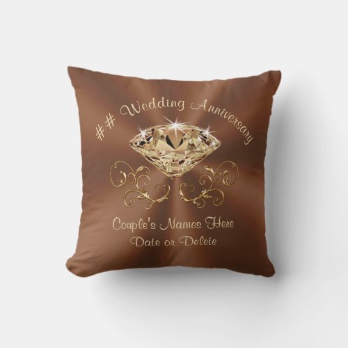 Topaz Copper Wedding Anniversary Gifts by Year Throw Pillow