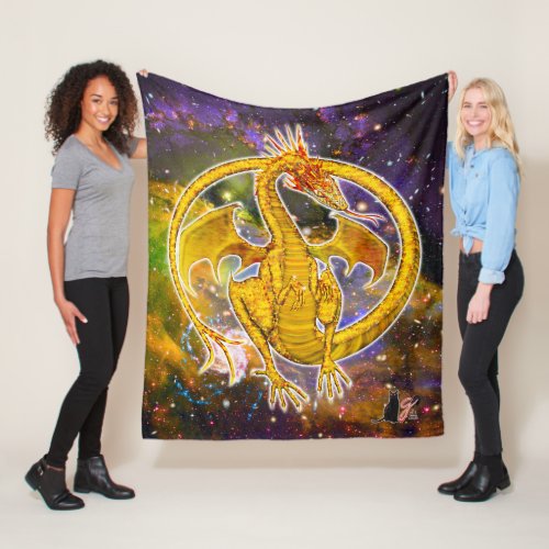 Topaz Cosmic Dragon Fleece Blanket