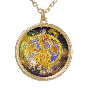 Topaz Cosmic Dragon Gold Plated Necklace