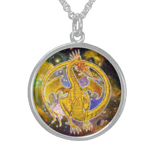 Topaz Cosmic Dragon Sterling Silver Necklace
