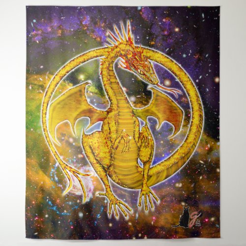 Topaz Cosmic Dragon  Tapestry