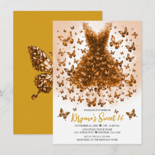 Topaz Crystal Butterfly Dress November Birthstone Invitation