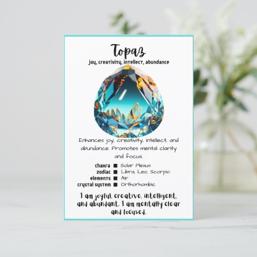 Topaz Crystal Meaning Card