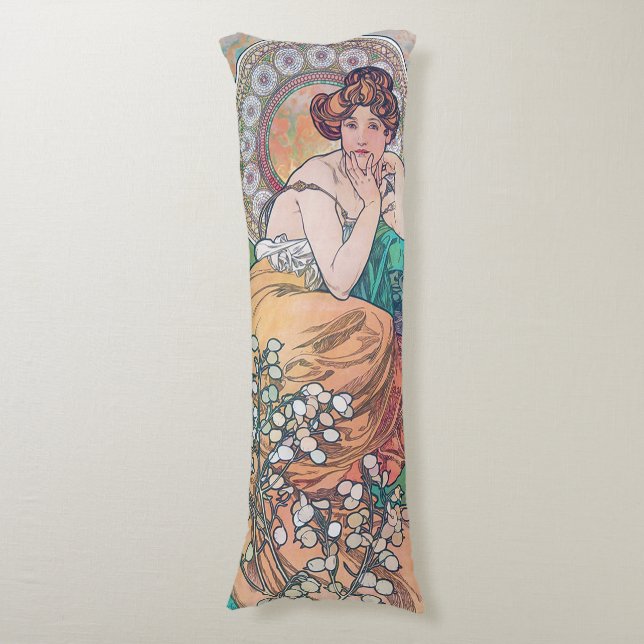 Topaz (Four Jewels), Alphonse Mucha Body Pillow (Front Vertical)