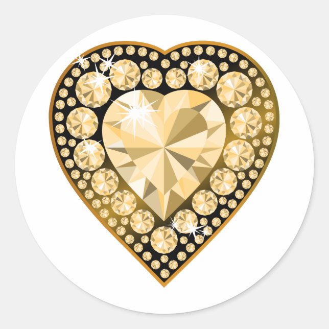 Topaz Gem Heart Classic Round Sticker (Front)