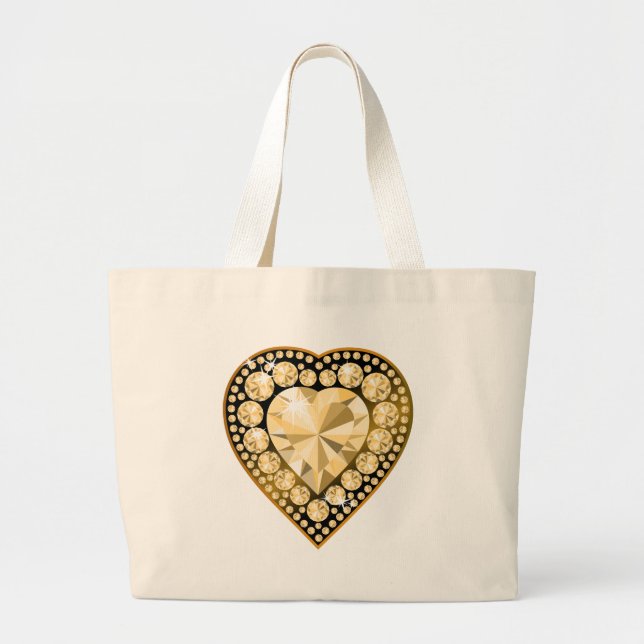 Topaz Gem Heart Large Tote Bag (Front)