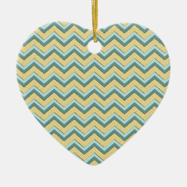 Topaz Glitter Chevron Pattern Ceramic Ornament (Front)